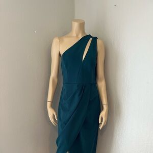 Lulus Teal Blue One Shoulder Asymmetrical Dress
